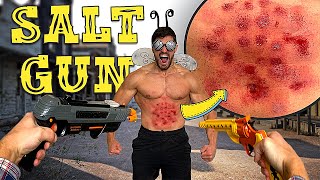 Creating the WORST SALT GUN INJURY of all Time *BURNING PAIN* | Bodybuilder VS Bug Gun Experiment