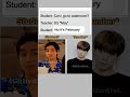 student rocked teacher shocked 🤭 bts funny memes jungkook jimin taehyung taekook bts btsshorts v