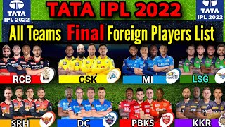 IPL 2022 | All Teams Confirmed Foreign Players List | IPL 10 Teams    Final Overseas Players List