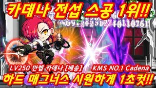 [한자] 최초공개!! 카데나 전섭 1위!!!! LV250 만렙 카데나 [배송]님 하드매그너스 순삭 영상(진짜 대박!!) KMS NO.1 Cadena [한자플스토리]