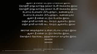 Ooraana Oorukkulla | Manam Kothi Paravai | D. Imman | synchronized Tamil lyrics song