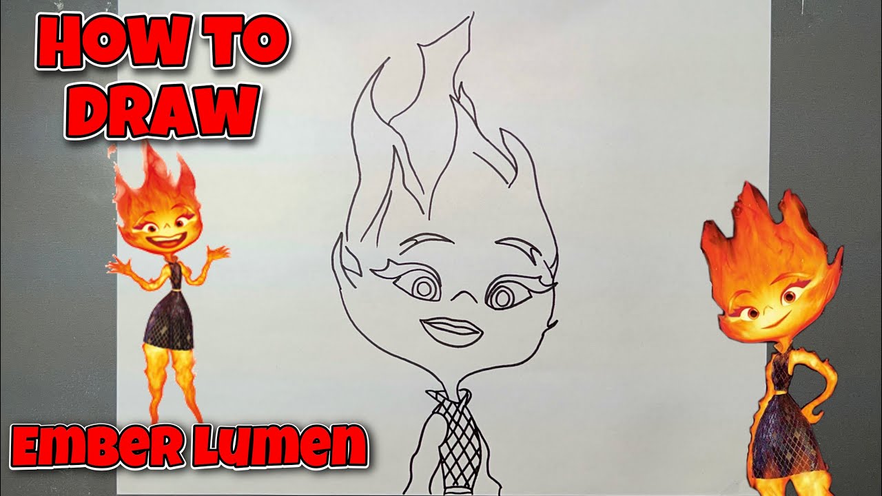 How To Draw Ember From Elemental Disney Movie Step By Step Tutorial ...