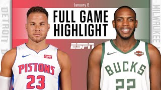 Detroit Pistons vs. Milwaukee Bucks [FULL GAME HIGHLIGHTS] | NBA on ESPN