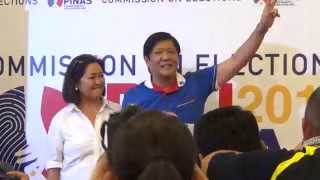 Sen. Bongbong Marcos files COC for VP