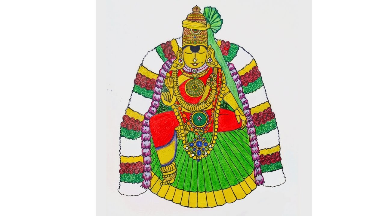 Madurai Meenakshi Amman Drawing.Madurai Meenakshi Amman Pattabishekam ...