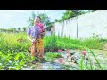 Rural cooking how to make sour soup waterlily and morning-glory  cambodian food Elin Countryside 22