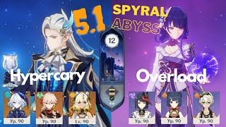 Neuvillette Hypercary & Raiden Overload 5.1 Spiral Abyss Floor 12 [9 star] clear - Genshin Impact