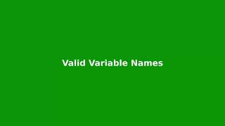 Chapter 3: Valid Variable Names