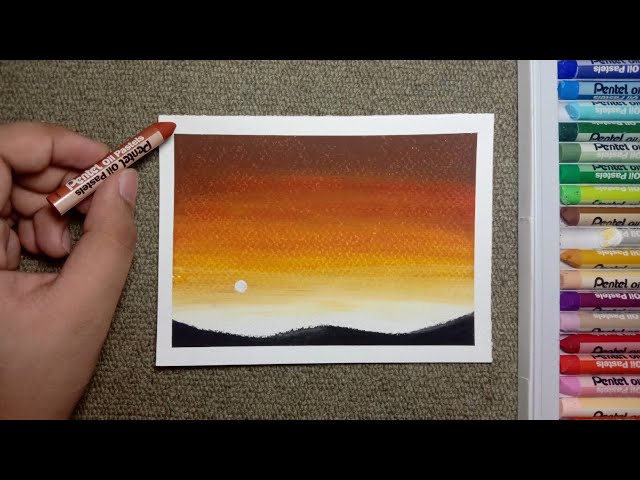 Easy Landscape Using Oil Pastels Landscape Drawing For