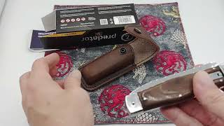 MIKOV PREDATOR WOOD w/ BOTTOM BOLSTER \u0026 LEATHER SHEATH