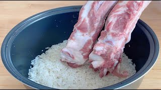 Rice Cooker Lazy Braised Rice❗😋 pork ribs and rice stewed rice recipe 💯  Quick and healthy 🔥！。