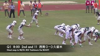 アメフト九州2019 Week 4 西南学院大学vs久留米大学