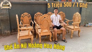 Phần Mộc : Riêng 08 Ghế Ăn Nữ Hoàng Hoa Hồng | • Gỗ Gõ Đỏ Nigeria : 5 Triệu 500 / 1 Chiếc