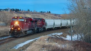 HUGE TRAIN!!!! CP 9359, CP 9813 and CP 8557 lead CP 401 west departing Calgary, Alberta