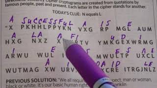 Intuitive Cryptogram Solution: Oct. 3. 2018