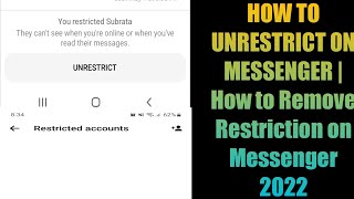 HOW TO UNRESTRICT ON facebook MESSENGER | How to Remove Restriction on Messenger 2022