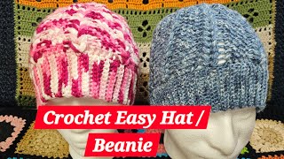 How to Crochet Easy One Row Repeat Hat / Beanie