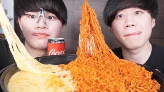 カノックスター２人で韓国の激辛麺を大食いしてみた【モッパン】