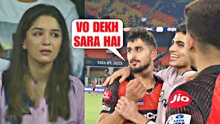 Umran Malik teasing Shubman Gill by showing Sara Tendulkar in the stands after the match | GtvsSRH