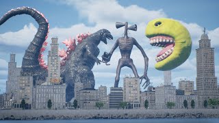 Siren Head VS Pacman And Godzilla (Full Version)  [3DCG]