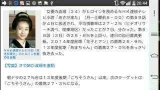 「あさが来た」連日の自己最高２７・２％！あっさり「花アン」「あま」超え