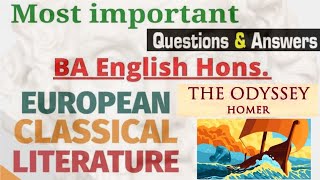 The Odyssey by Homer || European Classical Literature || Most Expected past year question answers