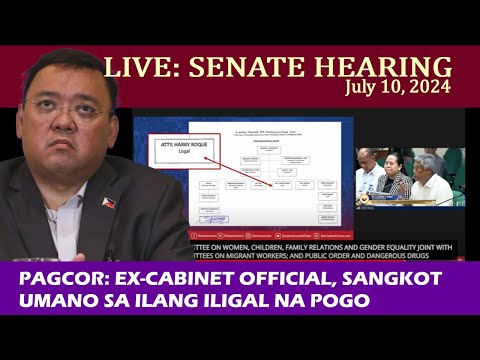 LIVE SENATE HEARING: PAGCOR: EX-CABINET OFFICIAL, SANGKOT UMANO SA ILANG ILIGAL NA POGO