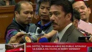 QRT: Sen. Sotto, di maglalabas ng public apology sa kabila ng hiling ni Kerry Kennedy