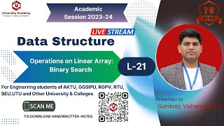 DSUC21: Binary Search Algorithm | Binary Search C Program | Time Complexity | Data Structure