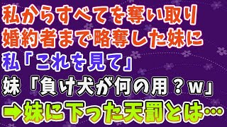 【スカッとする話】私からすべてを奪い取り婚約者まで略奪した妹に…私「これを見て」妹「負け犬が何の用？ｗ」➡妹に下った天罰とは