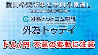 FXテキスト動画「ドル/円、不意の変動に注意」 外為トゥデイ 2021年2月24日号