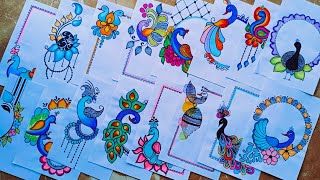 20 Peacock 🦚 Border Design/ Project Work Designs/ Front Page Design/ Holiday Project Work/ Feather 🪶