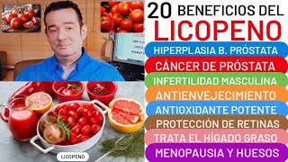 20 BENEFICIOS🍅LICOPENO🍅 HIPERPLASIA B DE PRÓSTATA🙆CÁNCER DE PRÓSTATA👏INFERTILIDAD😱ANTIARRUGAS🤗ANTIOX