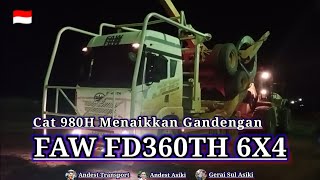 PROSES MENAIKKAN GANDENGAN LOGGING‼️Mengunakan Cat 980h‼️Faw Fd360th 6x4‼️Logging Pedalaman Papua