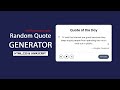 Random quote generator app using HTML, CSS and JavaScript with free source code