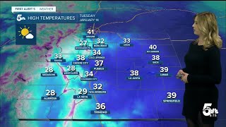 Tuesday remains cold with high temperatures about 10 degrees below average