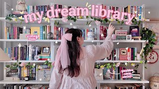 organize \u0026 decorate my bookshelves with me 🎀🦢 creating my dream shabby chic library