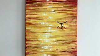 Acrylic painting Sunset painting Seascape relaxing satisfying 아크릴화 노을진바다풍경화 눈부신효과그리기