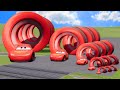 Big & Small Long Spiral Lightning Mcqueen vs Trains | BeamNG.Drive