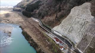 ささやんの空飛ぶデジカメ　えちぜん鉄道の小舟渡駅付近