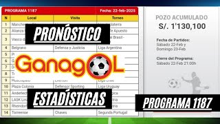 GANAGOL PROGRAMA #1187  PRONÓSTICO, ESTADÍSTICAS, JUGADA SENCILLA Y 5 DOBLES  ¡SUSCRIBETE