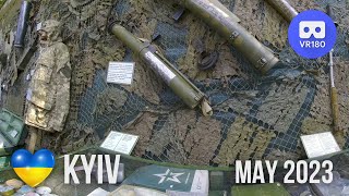 VR180 3D. A walk around Kyiv, Ukraine in May 2023. (Andriiivsky Uzviz, military trophies, Podil)