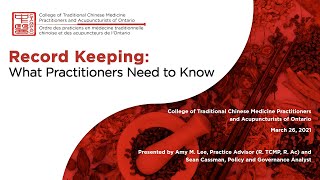 Webinar on Standard for Record-Keeping
