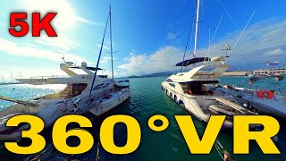 360° VR Volos Port Greece Walking Tour Travel Vlog Visit Yachts Harbour 5K 3D Virtual Reality HD 4K