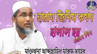 হারাম জিনিস কখন হালাল হয় জেনে নিন // মাওলানা আব্দুল্লাহিল মারুফ সাহেব