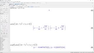 Maple tutorial (solve, evalf og plot)