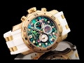 Invicta 24840 48mm Pro Diver Scuba Abalone Dial 18kt Gold Plated Quartz Chronograph Strap Watch