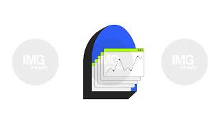 Stacked browser windows with line graph 2D cartoon object animation