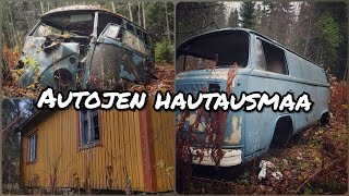 Vanhojen autojen hautausmaa (metsäautoja \u0026 autiotalo) 4k löytöretkeily car graveyard