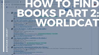How to Find Books Part 2: WorldCat